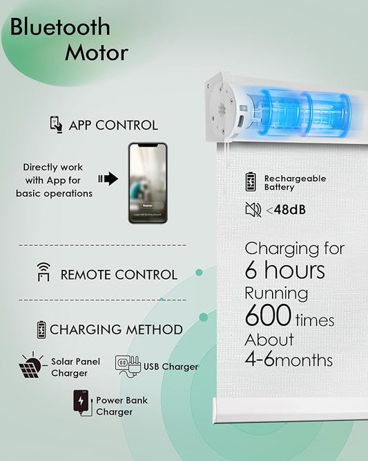 Yoolax Motorized Blinds with Remote, Light Filtering Remote Shades