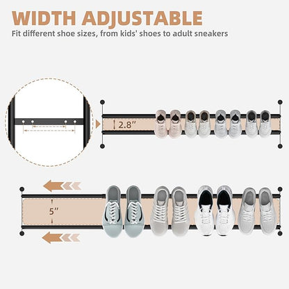 STORAGE MANIAC Long Expandable Shoe Rack, 18 Pairs Metal Wide Stackable Shoe