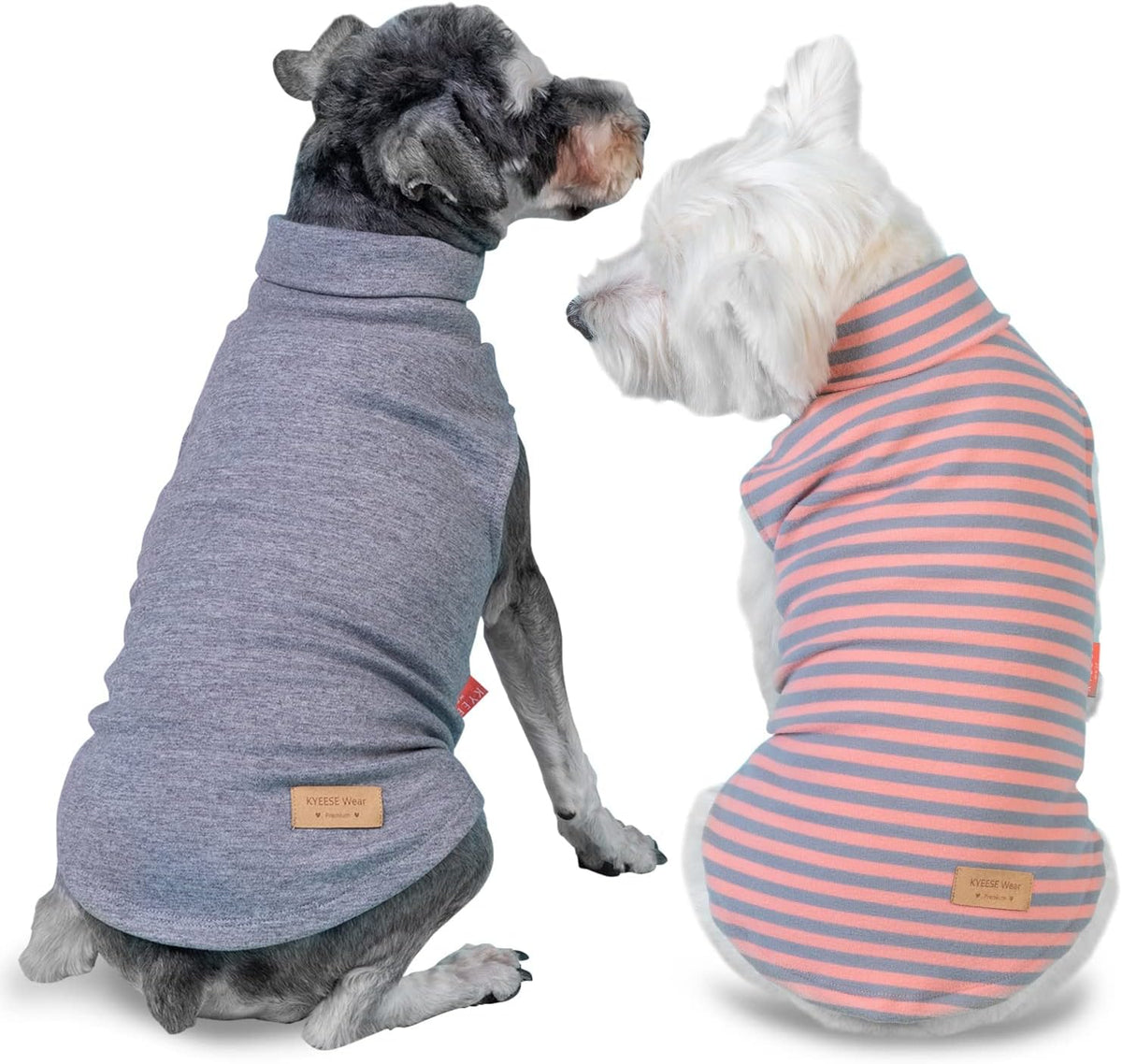 KYEESE 2Pack Dog Sweater Soft Dogs Clothes Warm Dachshund Clothes Turtleneck Pet Coats Stretchy Pet Sweatshirt Dog Sweaters for Small Dogs Girl Pullover Small Pets Sweaters