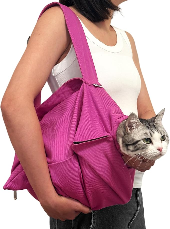 [Cozy Travel] Cat Carrier Pouch, Soft Cat Carrier for Small Cats, Carrying Sack, Restraint Bag for Nail Trimming, Vet Visits, Giving Meds, Dental Care, Car Travel - Magenta Pink