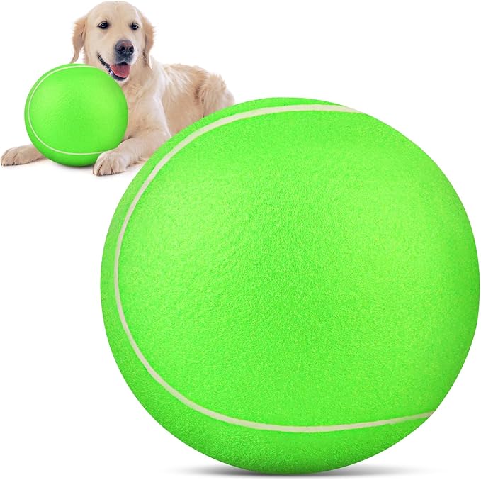 QDAN Giant Large Tennis Ball for Dogs: 9.5" Big Balls for Dogs for Outdoor Play, Big Tennis Ball Dog Toy for Small Medium Large Dog, Green