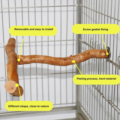 Wood Bird Perch, T Shaped Birdcage Stand Wooden Parrot Perch Stand Perch for Bird Cage Grinding Bird Perch Branches, T Perch Bird Accessory, Easy to Install