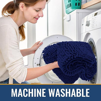 Arotive Bathroom Rugs Round 30x30, Extra Soft Absorbent Shaggy Chenille Bath Rugs, Machine Washable Rubber Backing Non-Slip Bath Mats for Bathroom Floor Tub and Shower, Home Decor Accessories, Navy