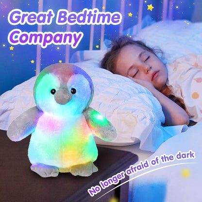 Houwsbaby 12'' LED Light Up Penguin Stuffed Animal Plush Toy for Kids Night Light Glowing and Huggable Soft Plush Toy Present for Kids Baby Boys Girls Birthday Festival Christmas