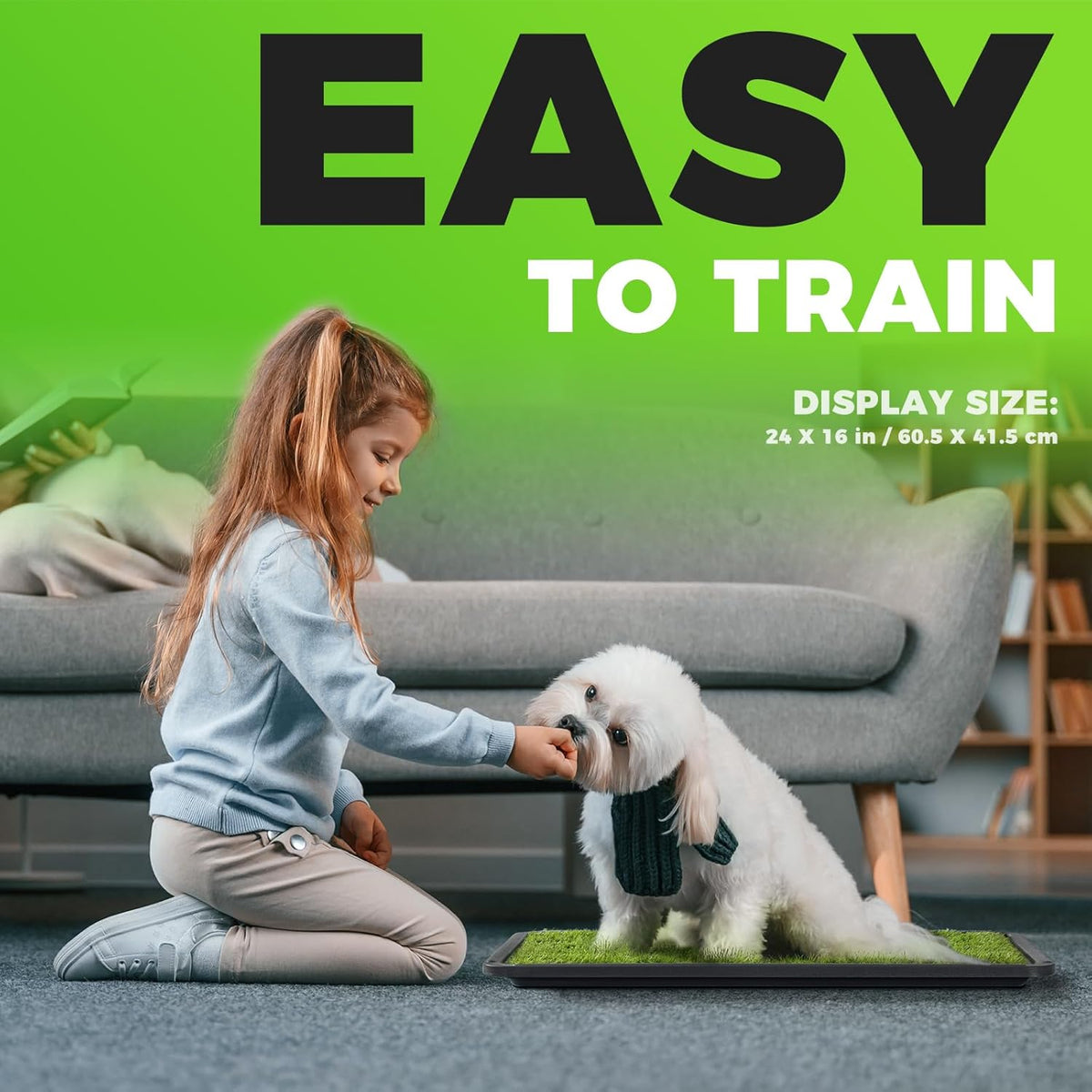Hompet Dog Grass Pad with Tray Large, 24"x16", 2 Reusable Artificial Turf for Dogs Potty, Waterproof Non-Slip Washable Pee Pads, Quickly Absorbency Portable Dog Litter Box for Indoor/Outdoor Use