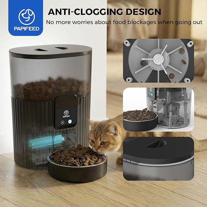 PAPIFEED Automatic Cat Feeder 3.5L/15 Cup ，WiFi Pet Feeder