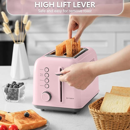 BUYDEEM DT620 2-Slice Toaster, Extra Wide Slots, Retro Stainless Steel