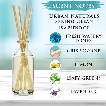 Urban Naturals Spring Clean Reed Diffuser Oil Set | Fresh, Crisp Fragrance of