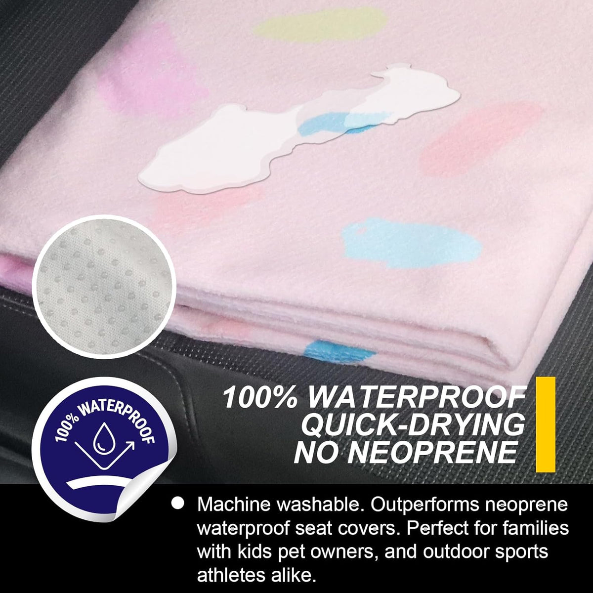 Back Seat Cover for Car Trucks Van SUV,Waterproof Rear Bench Towel Seat Covers for Dogs and Kids,Automotive Backseat Protector (Pink Marbling)