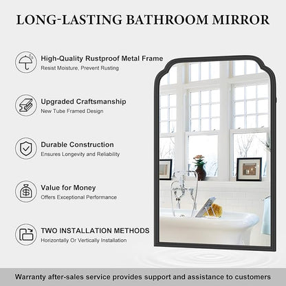 20X30 Inch Black Metal Framed Bathroom Mirror