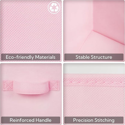 GRANNY SAYS Cube Storage Bins, 11 Inch Storage Cube Organizer, Collapsible Fabric Storage Cubes with Handle, Decorative Cube Storage Organizer for Shelves, Closet, Pink, 8-Pack