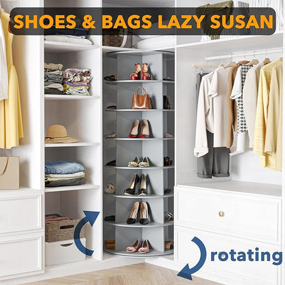 SpaceAid 7 Tier Rotating Shoe Rack Tower, Spinning Shoe Display Lazy Susan