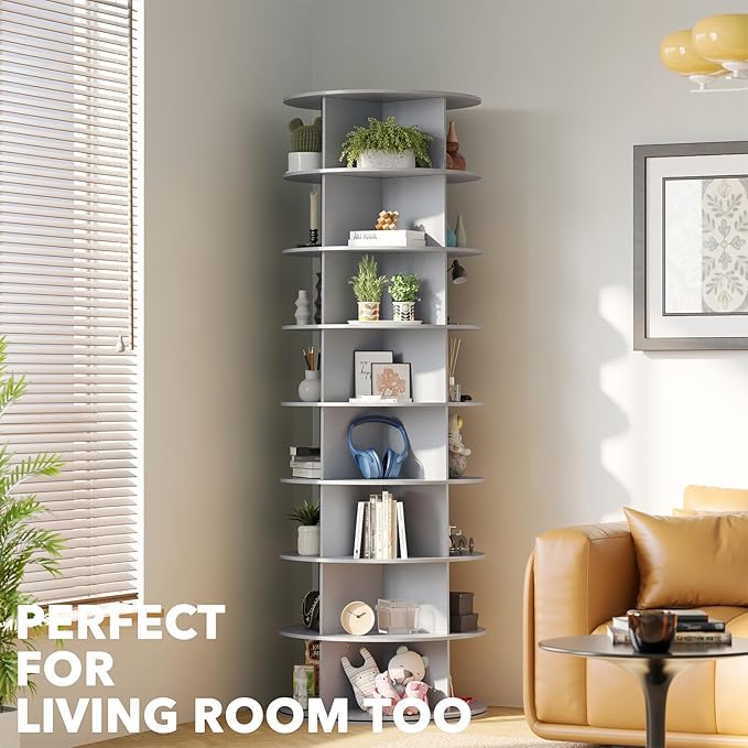 SpaceAid 8 Tier Rotating Shoe Rack Tower, Spinning Shoe Display Lazy Susan