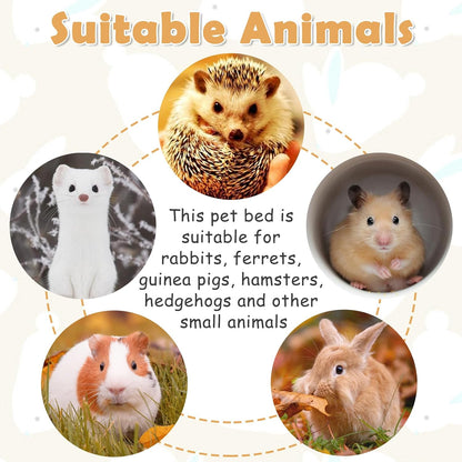 kathson Rabbit Cave Sleeping Bed Guinea Pig Hideout Cozy House Pet Soft Warm Fleece Winter Slipper Cushion Small Animal Nest Cage for Ferrets Squirrel Hamster Chinchilla Rat Hedgehog Bunny