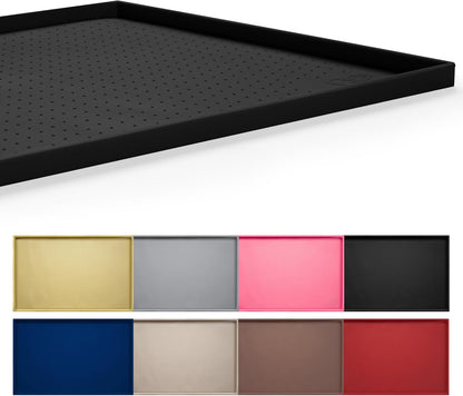 Hubulk Dog Feeding Mat,100% Waterproof Food Grade Silicone Pet Food and Water Bowl Placemat,Dishwasher, High Raised Edge to Prevent Spills,Nonslip Tray to Stop Messes on Floor (19"x12"x0.5", Black)