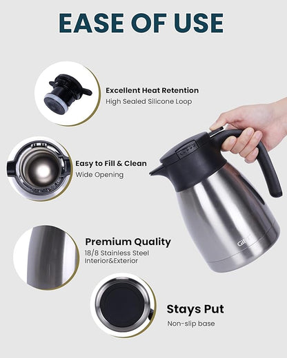 GiNT 34Oz Thermal Coffee Carafe, Insulated Stainless Steel Coffee Carafes