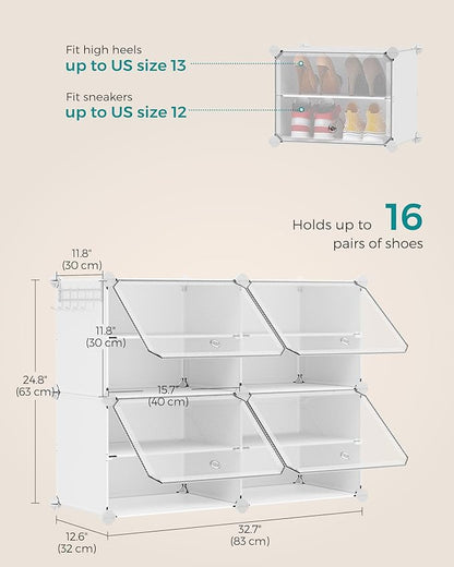 SONGMICS Shoe Rack Organizer, 4-Tier Shoe Storage Cabinet