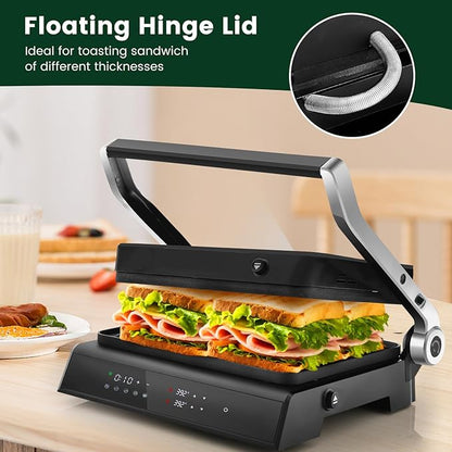 ARLIME Panini Grill Press Sandwich Maker, 180 Degrees w/5 Auto Cooking Modes &