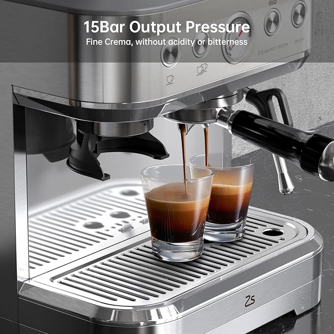 IDEALHOUSE Espresso Machine 3-in-1, Built-in Grinder and Milk Frother,