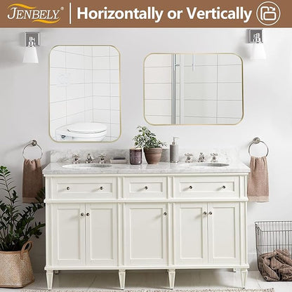 26x38 Inch Brushed Nickel Bathroom Mirror, Framed Rectangle Mirror