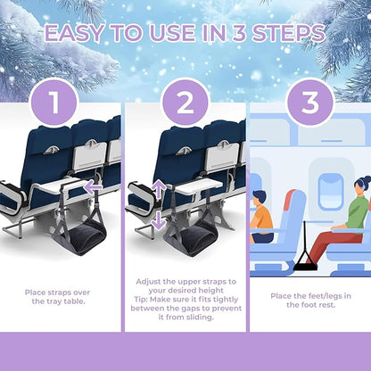 Babenest Airplane Foot Hammock, Foldable Leg Rest Support with Adjustable Strap & Privacy Cover, Thickened Bottom for Feet Warmth, Portable Flight Footrest Holder for Air Travel, Office & Car (Cover)