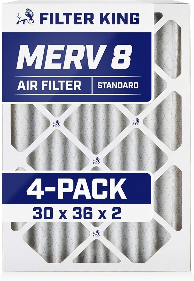Filter King 30x36x2 Air Filter | 4-PACK | MERV 8 HVAC Pleated A/C Furnace