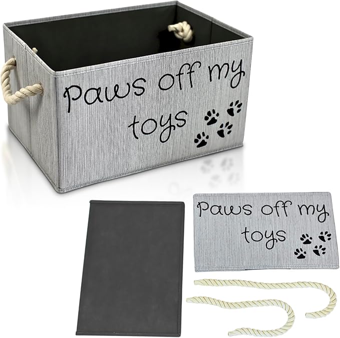 Storage Bin for Dog Toys | Medium size dog toy storage | Dog Toy Organizer for Chew Toys, Balls, and More | Toy Storage Bins for Dogs | Permanent Ink printed lettering
