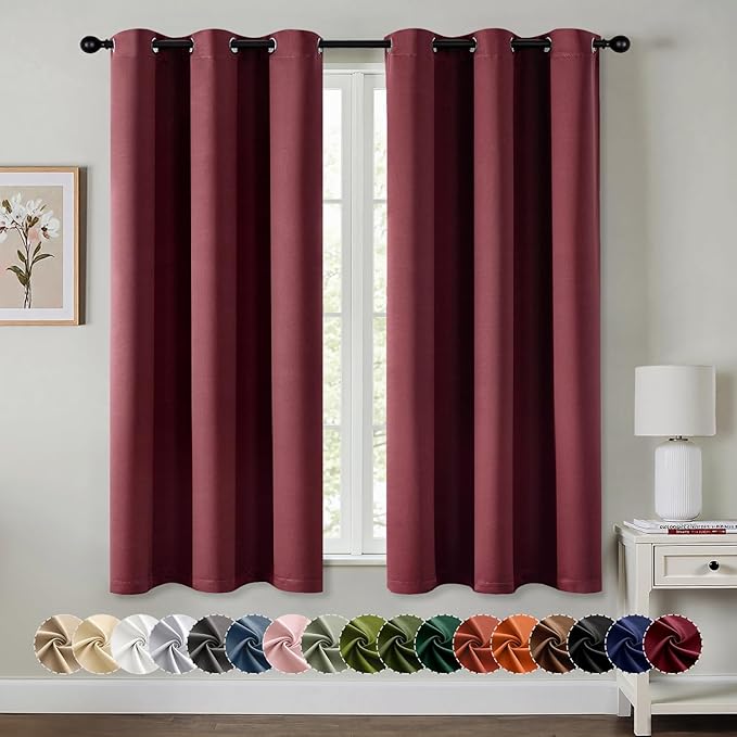 MIULEE Burgundy Red Blackout Curtains