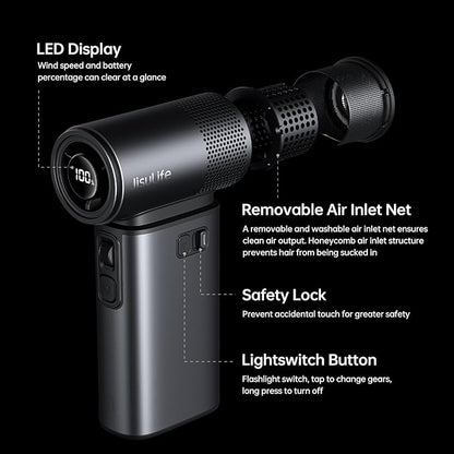 JISULIFE Portable Handheld Fan Ultra2 9000mAh, Max 25 Hrs, 5 IN 1, 100 Speed