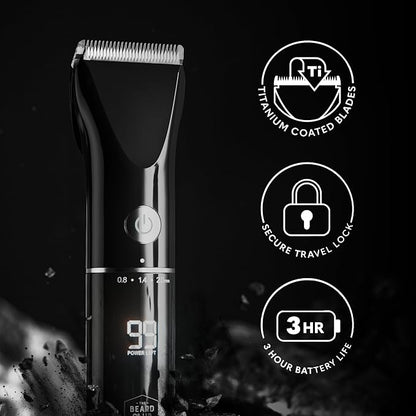The Beard Club Beard Trimmer for Men - Electric Cordless Rechargeable Beard & Hair Trimmer - High Power 7000 RPM - 8 Color Guides 45 Unique Trim Lengths - Travel Lock