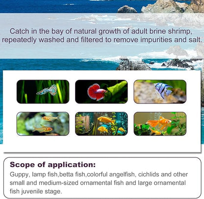 Freeze Dried Brine Shrimp Cubes - Natural High Protein Food for Tropical & Marine Fish Cichlids Tetras Discus Goldfish Angel Fish Koi (113g)