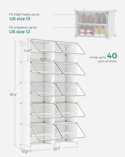 SONGMICS Shoe Rack Organizer, 10-Tier Shoe Storage Cabinet