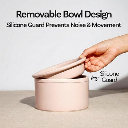 Hello Bowl Elevated Ceramic Cat Bowl with Stand, Raised Whisker-Friendly Feeding Bowl for Cats & Small Dogs, Patented Design, Made in Korea (5.9" H - Gray, Square/Dry)