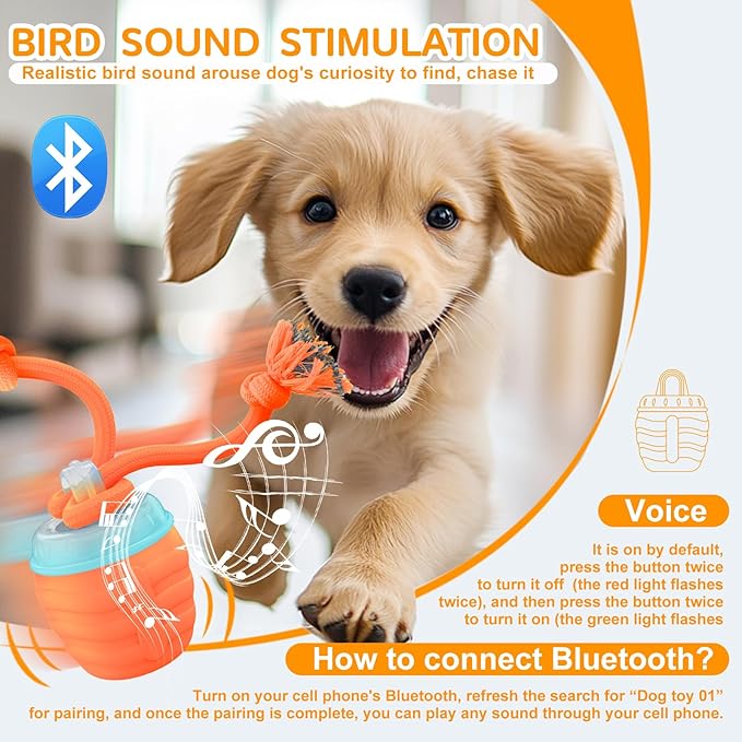 Interactive Dog Toys, [2025 Newly Upgraded] Motion Activated Rolling Squeaky Ball for Medium/Large Dogs, Automatic Moving Dogs Ball for Boredom, USB Rechargeable(Orange)