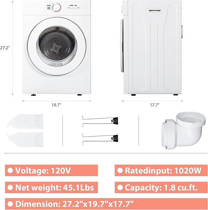 Euhomy Compact Dryer 1.8 cu. ft. Portable Clothes Dryers