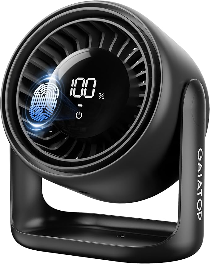 Gaiatop Desk Fan with Touch Control, 4000mAh Battery, 5 Speeds Ultra Quiet