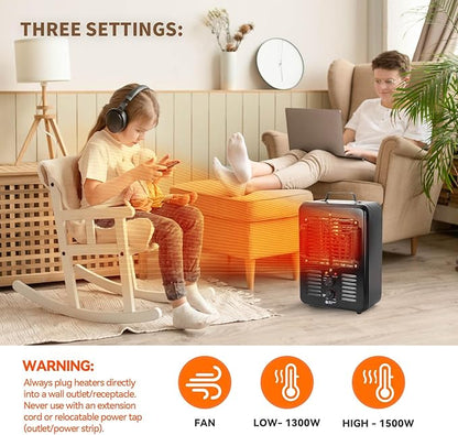 Milkhouse Space Heater, 1300W/1500W Electric Heater