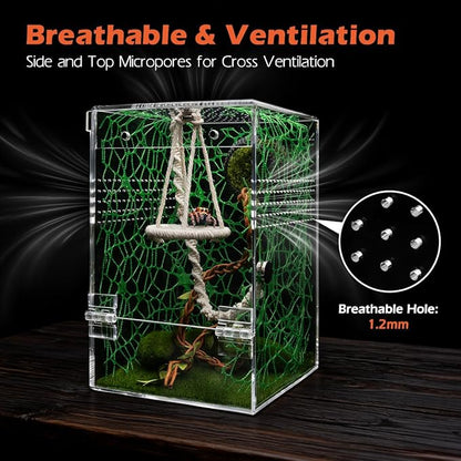 AZV Large Jumping Spider Enclosure Kit,Escape Proof Praying Mantis Habitat,Magnetic Door Arboreal Tarantula Spider Box,Complete Transparent Acrylic Beetle Terrarium,Insect Cage Bug Starter Container