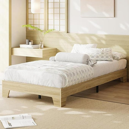 Garvee Wood Platform Bed Frame, Twin XL Bed Frame, Wood Slat Support, No Box Spring Needed, Easy Assembly, Noise-Free Design, Underbed Space for Storage
