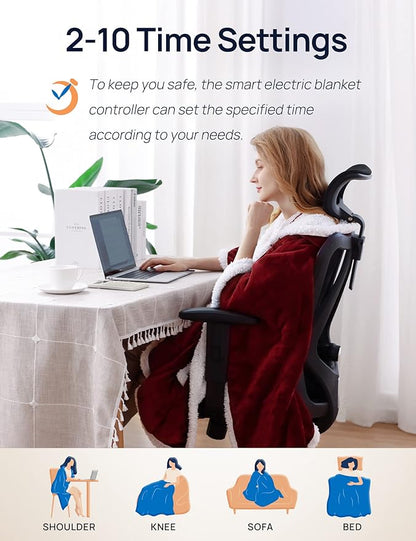 Westinghouse Wearable Heated Throw Blanket, Electric Heated Wrap Poncho Shawl