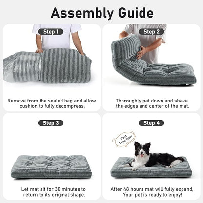 FURTIME Washable XXL Dog Bed for Extra Large Dogs, Giant Dog Crate Beds | Comfy Fluffy Kennel Pad Anti-Slip Pet Sleeping Mat, Machine Washable Dogs Pillow, 47"x29"x4", Brown