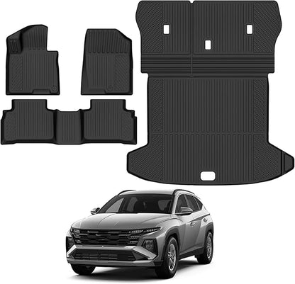 All Weather Floor Mats for Hyundai Tucson Gas(Not for Hybrid) 2022-2025 2026 Floor Mats & Trunk Mat with Backrest Mat for Hyundai Tucson Accessories Guard Odorless Anti-Slip Floor Liner