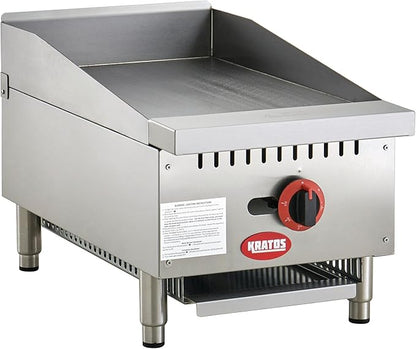 Kratos 15" Wide Commercial Restaurant Gas Countertop Griddle, Thermostatic