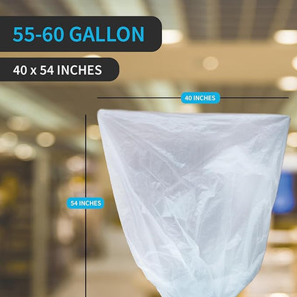 Large Garbage Bag - 55-60 Gallon Capacity, Heavy Duty, High Density, Tear Resistant, Unscented, Extra Strength for Commercial, Industrial, Office, House, Lawn, Events, Bulk Qty 150 Bags