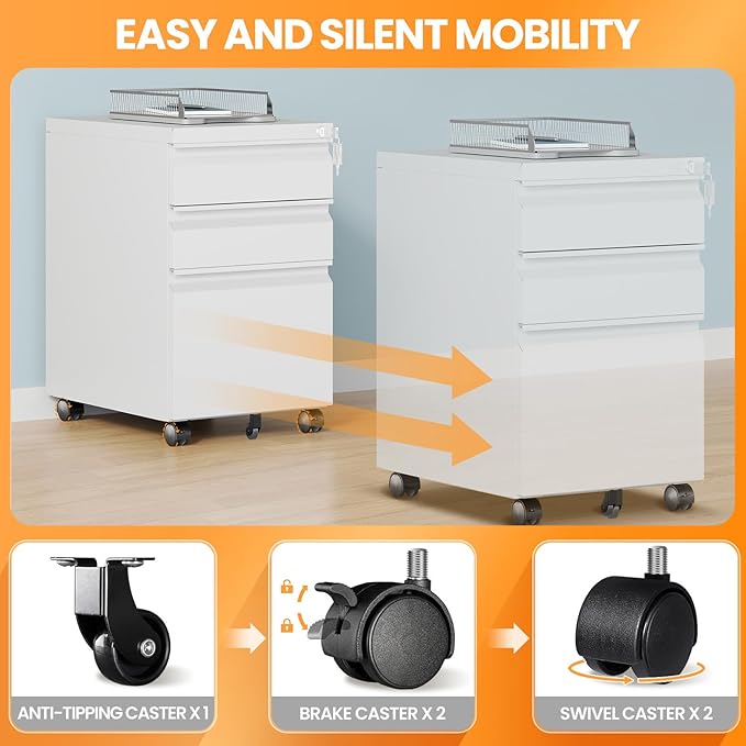 3 Drawer Mobile File Cabinet