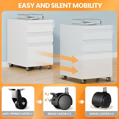3 Drawer Mobile File Cabinet