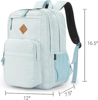 ZORFIN 26L Backpack for College, and Travel: Water Resistant Bookbag - Light Gray Blue