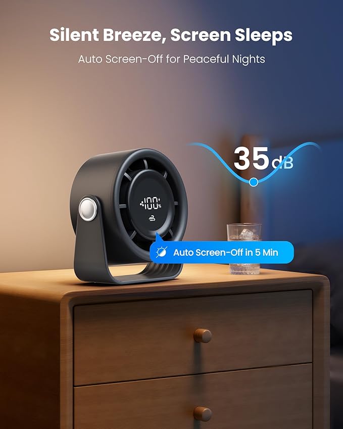 Gaiatop Small Desk Fan Rechargeable, 5in Personal Fan 4000mAh Battery Powered