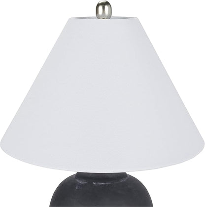 Nourison Home 23" Black Vintage Distressed Ceramic Pot Table Lamp for Bedroom, Living Room, End Table, with White Conical Empire Shade