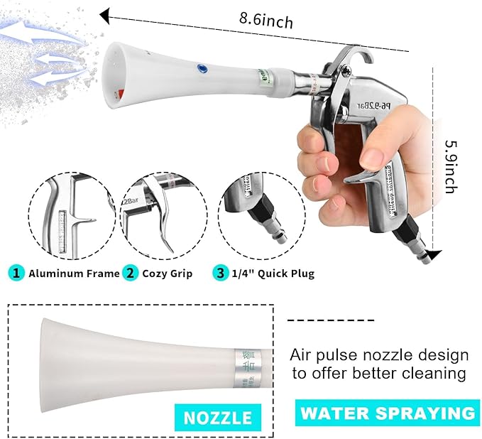 Tornado Dry Cleaning Gun with Brass Adjustable Air Flow Nozzle, Air Blower Gun